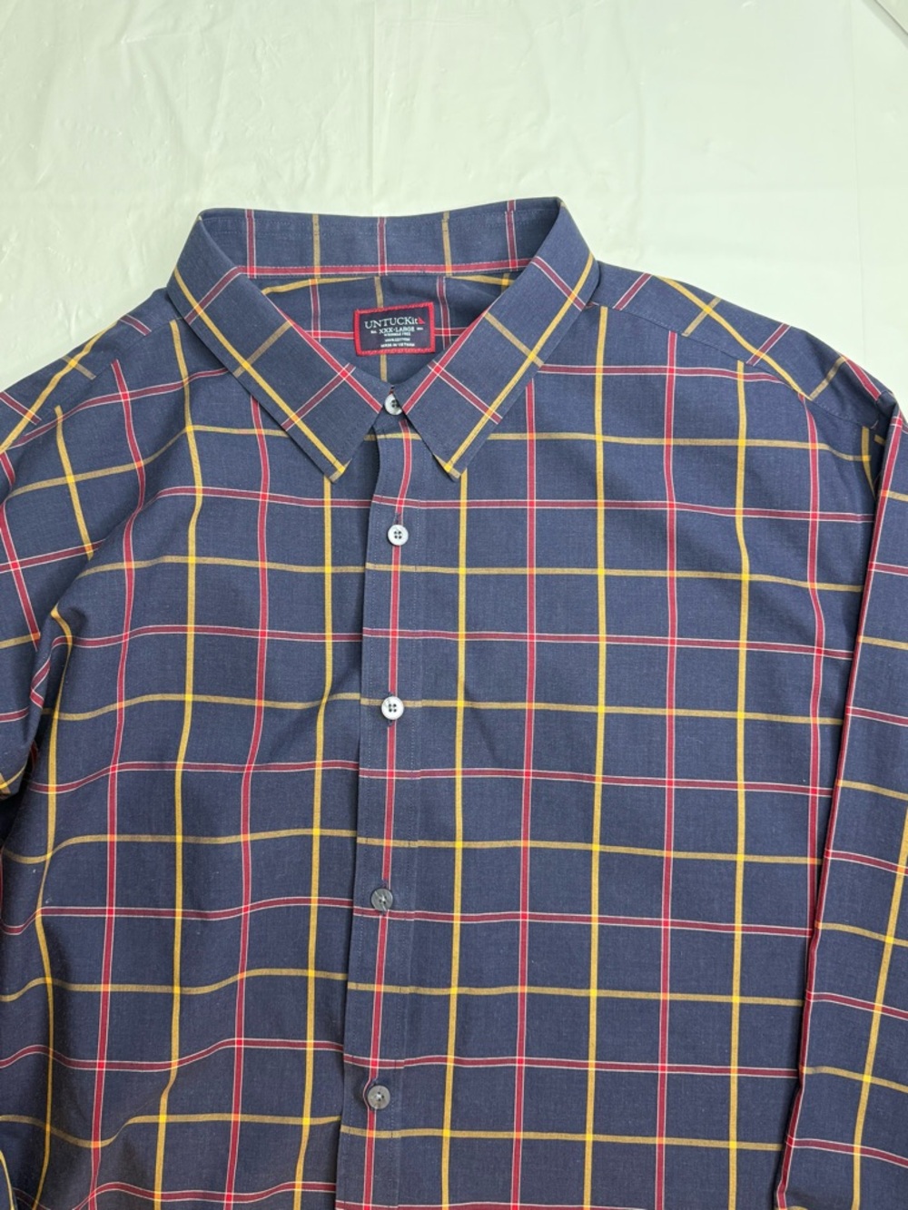 UNTUCKit Shirt Mens XXXL Blue Plaid Long Sleeve Button Up Cotton Casual